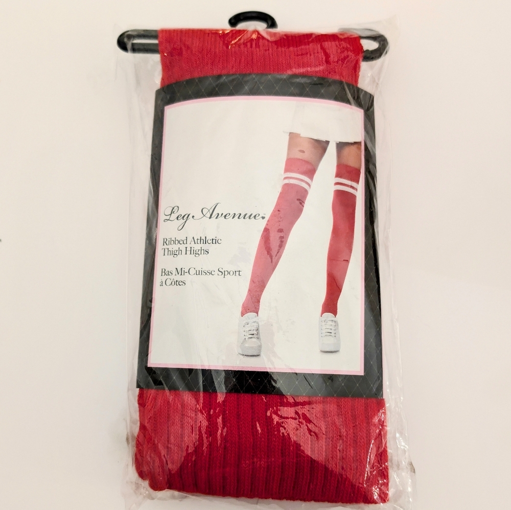 Leg Avenue Red Athletic Thigh High Socks - Picture 2 of 6